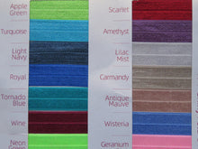 Load image into Gallery viewer, 60% off 20mm wide fold over elastic when you buy a 50 yard roll- approx. 45.6m Choose colour from menu- Delivery time approx. 2 weeks 20mm Fold over elastic FOE foldover elastic