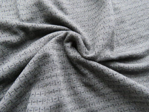 Offcut 16cm L x 128cm W Black Dash and Line print on Charcoal grey 250g 100% merino- precut length