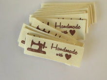 Load image into Gallery viewer, 10 Sewing Machine Handmade with Heart ( Love) Cotton labels