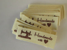 Load image into Gallery viewer, 10 Sewing Machine Handmade with Heart ( Love) Cotton labels