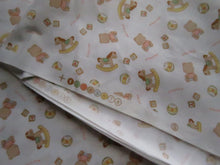 Load image into Gallery viewer, 1m White with Teddy Bear Rocking horse print 112cm wide