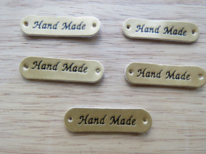 12 Gold Hand Made PU Leather labels 45 x10mm