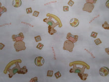 Load image into Gallery viewer, 1m White with Teddy Bear Rocking horse print 112cm wide