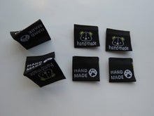 Load image into Gallery viewer, 25 Bear Print Handmade and/or Bear Paw Handmade Black woven labels 24x22mm