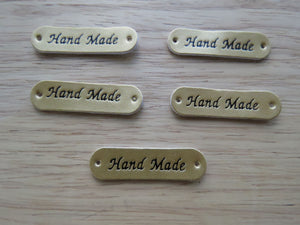 12 Gold Hand Made PU Leather labels 45 x10mm