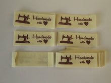 Load image into Gallery viewer, 10 Sewing Machine Handmade with Heart ( Love) Cotton labels