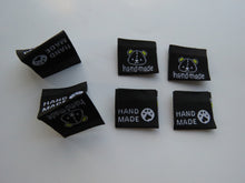 Load image into Gallery viewer, 10 Bear Print Handmade and/or Bear Paw Handmade Black woven labels 24x22mm
