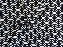 Load image into Gallery viewer, SALE 50% off- 1.5m Black and White geometric print 95% Ecovero viscose and 5% spandex  stretch knit fabric 150cm (Copy) (Copy)