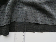 Load image into Gallery viewer, Offcut 16cm L x 128cm W Black Dash and Line print on Charcoal grey 250g 100% merino- precut length