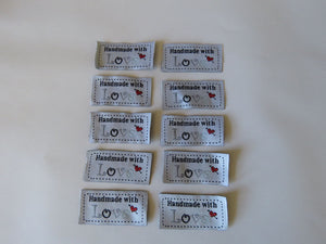 10 White Handmade with Love 4.5 x 2.5cm Labels