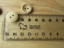 Load image into Gallery viewer, 25  Handmade printed on circumference with 2 hearts 15mm wood look buttons