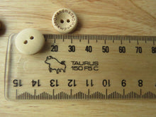Load image into Gallery viewer, 100 Handmade printed on circumference with 2 hearts 15mm wood look buttons
