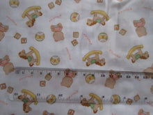 Load image into Gallery viewer, 1m White with Teddy Bear Rocking horse print 112cm wide