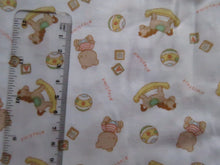 Load image into Gallery viewer, 1m White with Teddy Bear Rocking horse print 112cm wide
