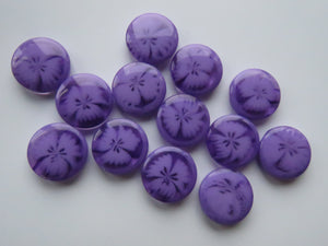 13 Light Purple with flower print 14mm resin buttons
