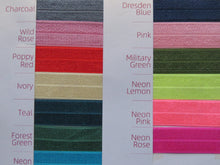 Load image into Gallery viewer, 60% off 20mm wide fold over elastic when you buy a 50 yard roll- approx. 45.6m Choose colour from menu- Delivery time approx. 2 weeks 20mm Fold over elastic FOE foldover elastic