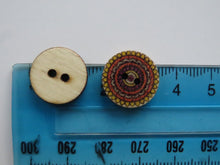 Load image into Gallery viewer, 25 Mixed Print bright retro vintage mixed print 15mm buttons 2 holes