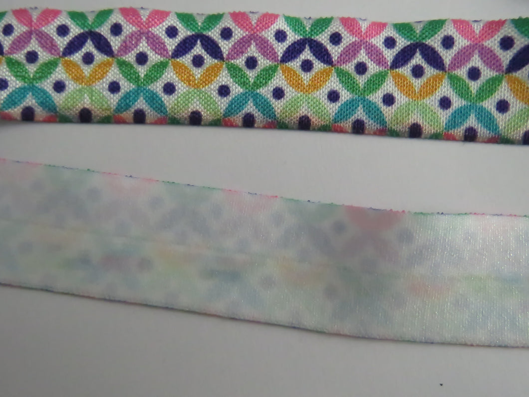 1m Cross Petals pattern Wider 25mm White FOE FoldOver Fold Over Elastic