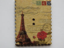 Load image into Gallery viewer, 10 Postage Stamp Paris Floral Vintage Theme 2 holes 35 x 30mm