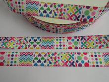 Load image into Gallery viewer, 10m Mixed Pattern Squares Wider 25mm White FOE FoldOver Fold Over Elastic