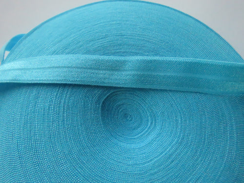 Azure blue 15mm wide fold over elastic foldover FOE- change menu for by metre, 5m or 10m