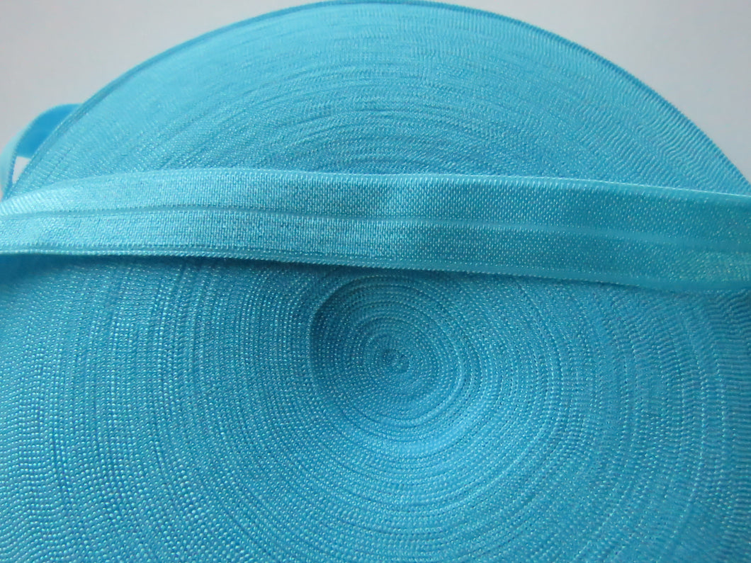 Azure blue 15mm wide fold over elastic foldover FOE- change menu for by metre, 5m or 10m