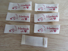 Load image into Gallery viewer, 10 Cat Playing with Wool Handmade with Heart cotton labels 45 x 15mm