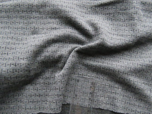 Offcut 16cm L x 128cm W Black Dash and Line print on Charcoal grey 250g 100% merino- precut length