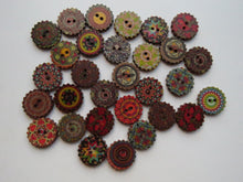 Load image into Gallery viewer, 30 Cog wheel edge Retro Vintage print 20mm buttons 2 holes