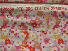 Load image into Gallery viewer, 2m White, Pink, Mauve and Yellow Flowers print organic cotton spandex jersey knit 160cm