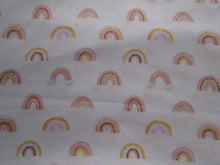 Load image into Gallery viewer, 2m Rainbows on white  100% organic cotton jersey knit 112cm