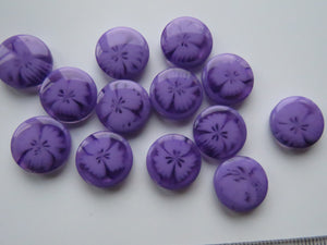13 Light Purple with flower print 14mm resin buttons