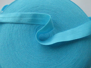 Azure blue 15mm wide fold over elastic foldover FOE- change menu for by metre, 5m or 10m