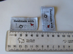 10 White Handmade with Love 4.5 x 2.5cm Labels