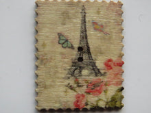 Load image into Gallery viewer, 10 Postage Stamp Paris Floral Vintage Theme 2 holes 35 x 30mm