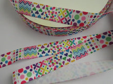 Load image into Gallery viewer, 10m Mixed Pattern Squares Wider 25mm White FOE FoldOver Fold Over Elastic