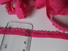Load image into Gallery viewer, 1m Dark Pink with  scallop loop lace Elastic trim 10mm wide- underwear, crafts etc