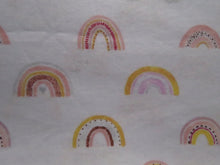 Load image into Gallery viewer, 2m Rainbows on white  100% organic cotton jersey knit 112cm