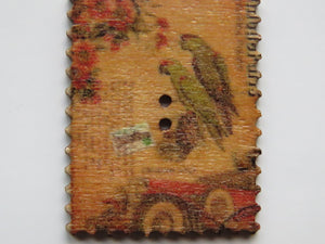 10 Postage Stamp Paris Floral Vintage Theme 2 holes 35 x 30mm