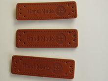Load image into Gallery viewer, 10 Hand Made with Button print PU leather labels.