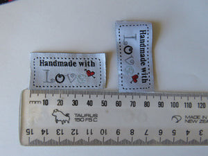 10 White Handmade with Love 4.5 x 2.5cm Labels