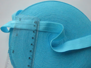 Azure blue 15mm wide fold over elastic foldover FOE- change menu for by metre, 5m or 10m