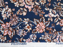 Load image into Gallery viewer, SALE 50% off- 1m Navy and Burnt Orange floral print 95% Ecovero viscose and 5% spandex  stretch knit fabric 150cm (Copy) (Copy) (Copy) (Copy)