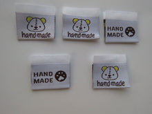 Load image into Gallery viewer, 10 Bear Print Handmade and/or Bear Paw Handmade White woven labels 24x22mm