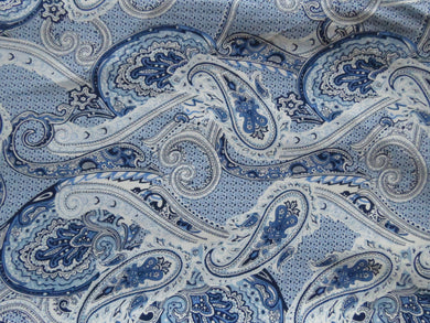 2m Blue and Printed Paisley print 100% combed cotton knit 140cm