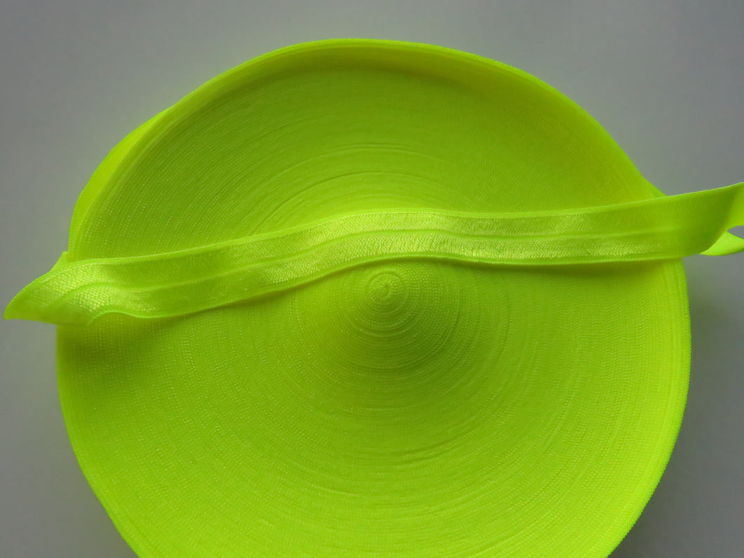 1m Fluro Yellow 15mm wide fold over elastic foldover FOE