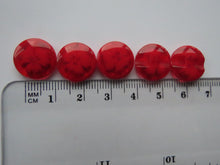 Load image into Gallery viewer, 5 dark Pink See through buttons with a single flower 14mm resin shank buttons