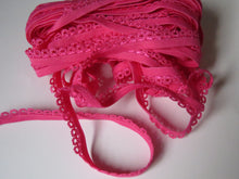 Load image into Gallery viewer, 1m Dark Pink with  scallop loop lace Elastic trim 10mm wide- underwear, crafts etc
