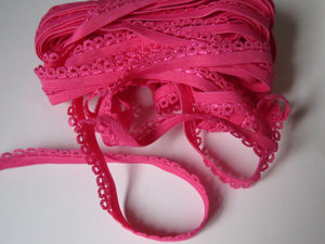 1m Dark Pink with  scallop loop lace Elastic trim 10mm wide- underwear, crafts etc
