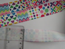 Load image into Gallery viewer, 10m Mixed Pattern Squares Wider 25mm White FOE FoldOver Fold Over Elastic